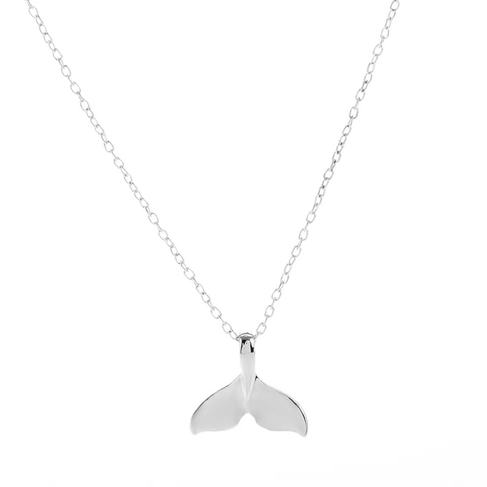 Silver Plated Whale Tail Pendant Necklace …